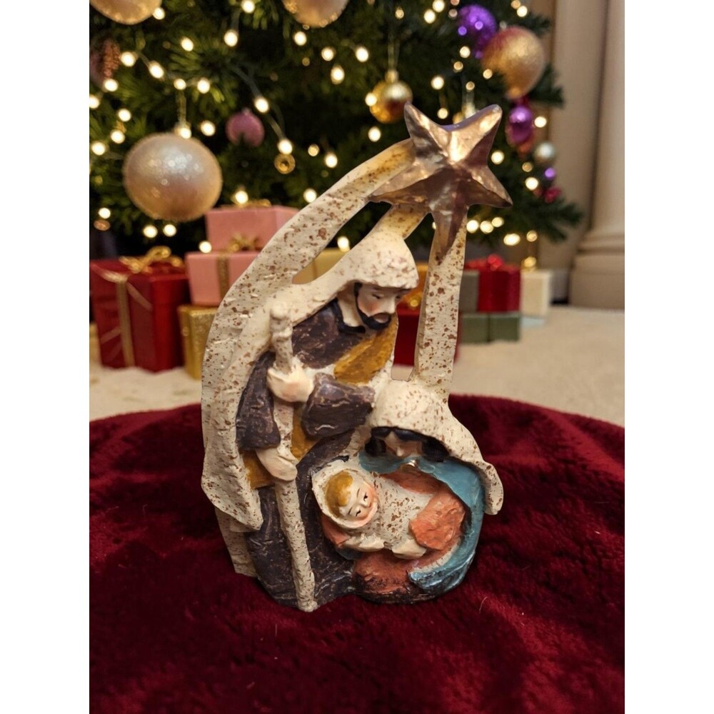 Vintage Nativity Scene Candle Holder Ceramic Christmas Decor